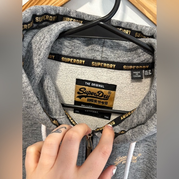 NWOT- WOMANS SUPERDRY ORANGE LABEL ELITE ZIP UP HOODIE - Picture 6 of 9